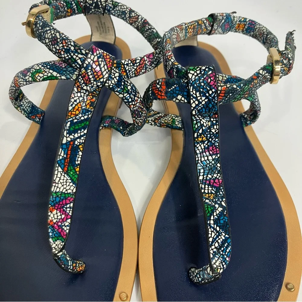 Isola Mackenzie t-strap sandals casual summer multicolor women’s size 7‎